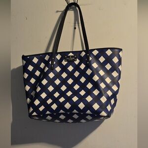 Kate Spade Navy and White Plaid Tote